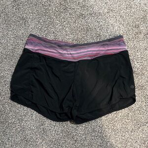Black Athletic Shorts with Striped Waistband